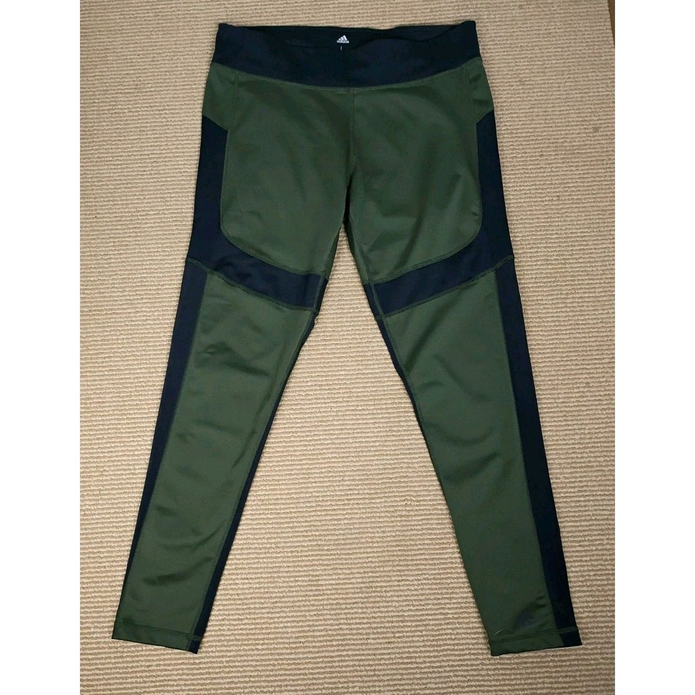 Adidas Climalite Leggings Women's Green Sports  Pants Size L Women's